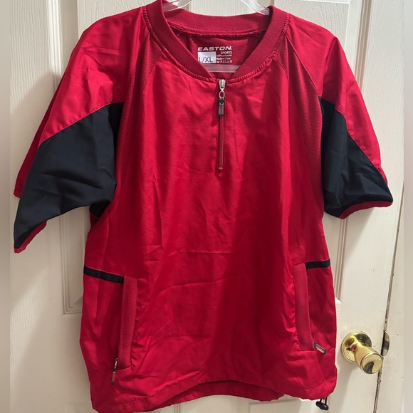 Easton Other - Easton Sports Pullover Jacket Short Sleeve Baseball Softball Red Black Boys L/XL